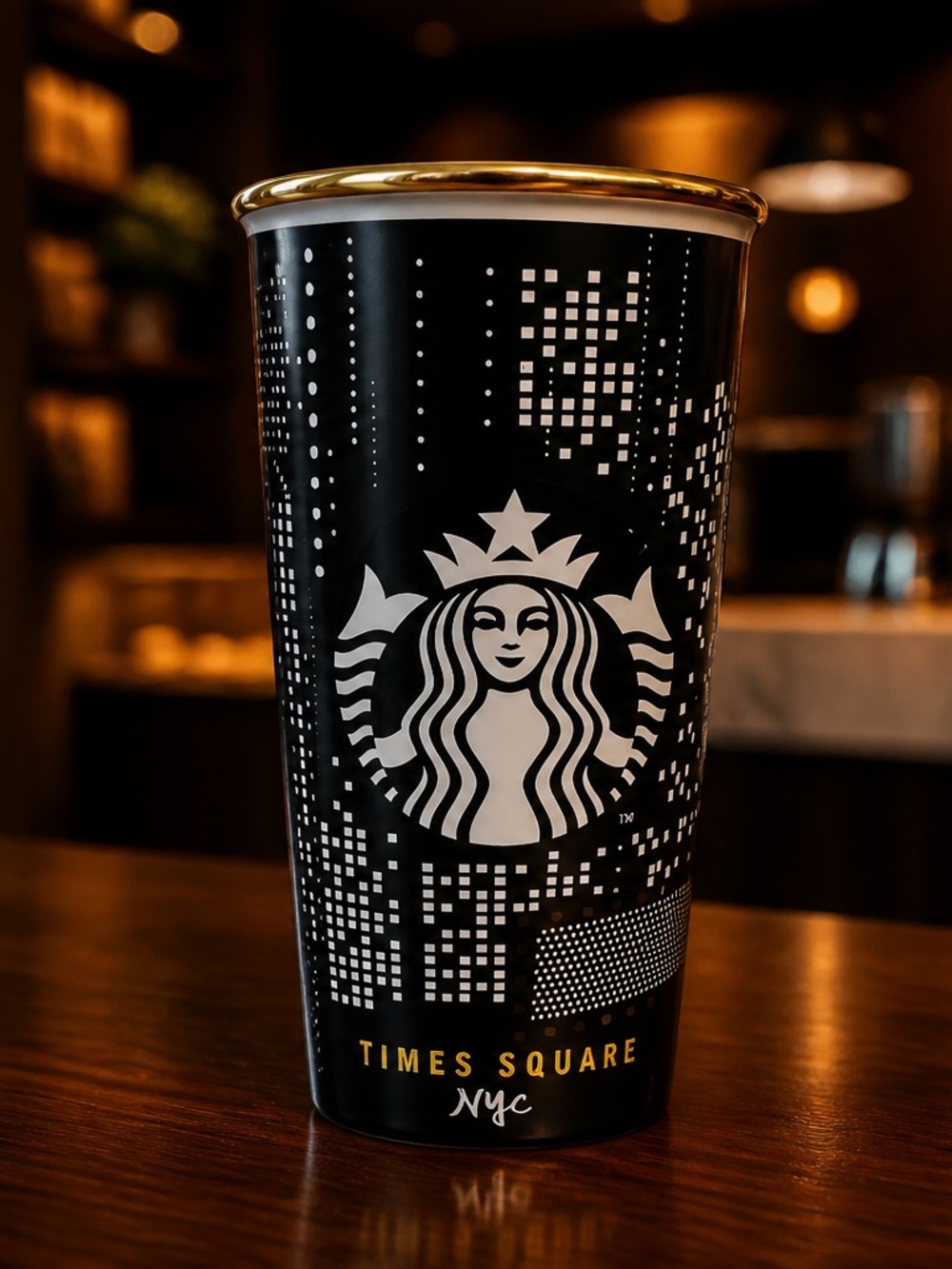 The Starbucks Times Square NYC Collection Ceramic Double-Wall Traveler w/o Lid